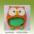 Cute green frog designed ceramic sponge holder for kitchen